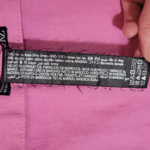 Zara (Women's M-L) Cotton Linen Blend Pink Wrap Mini Skirt with Side Tie - Picture 8 of 8